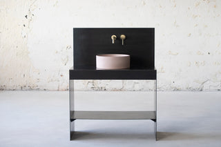 concrete vessel sink round pink