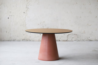 Exclusive design dining table. Concrete table base. Oak Veneer tabletop 2