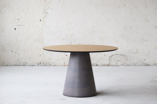 Exclusive design dining table. Concrete table base. Oak Veneer tabletop 3