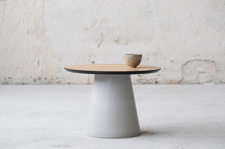 Concrete coffee side table, Oak veneer table top